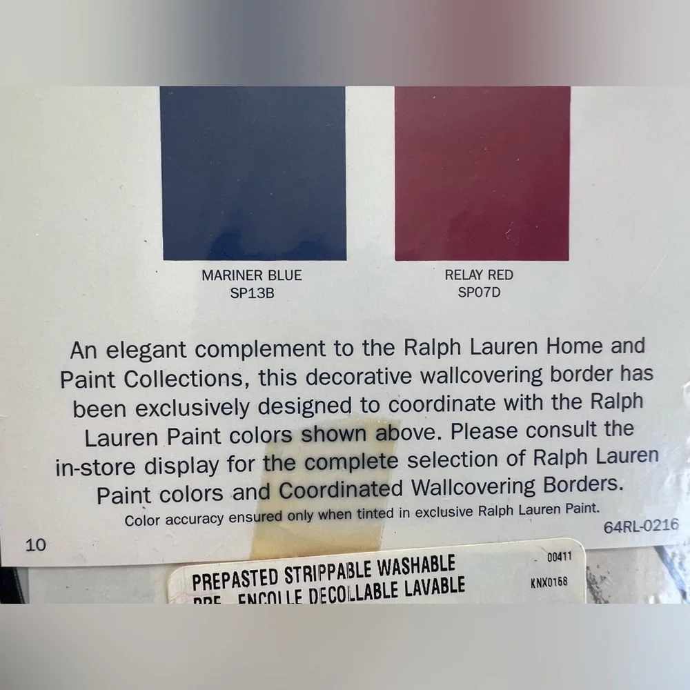 RALPH LAUREN SET OF 2 NAVIGATOR CADET WALLCOVERING BORDERS Red/Blue/White